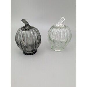 Set of 2 glass pumpkin decor